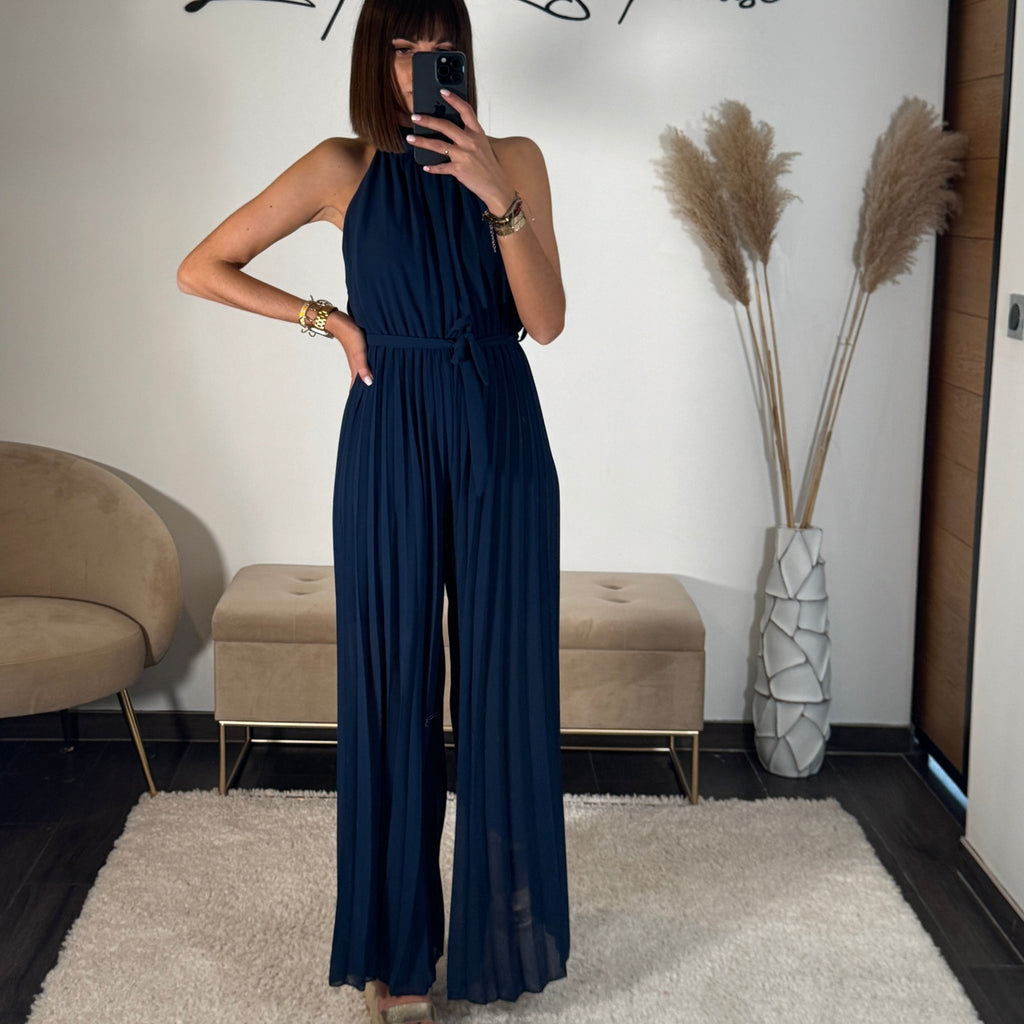 JEANNE ∣ Combinaison pantalon large marine | La Boutique TONIC