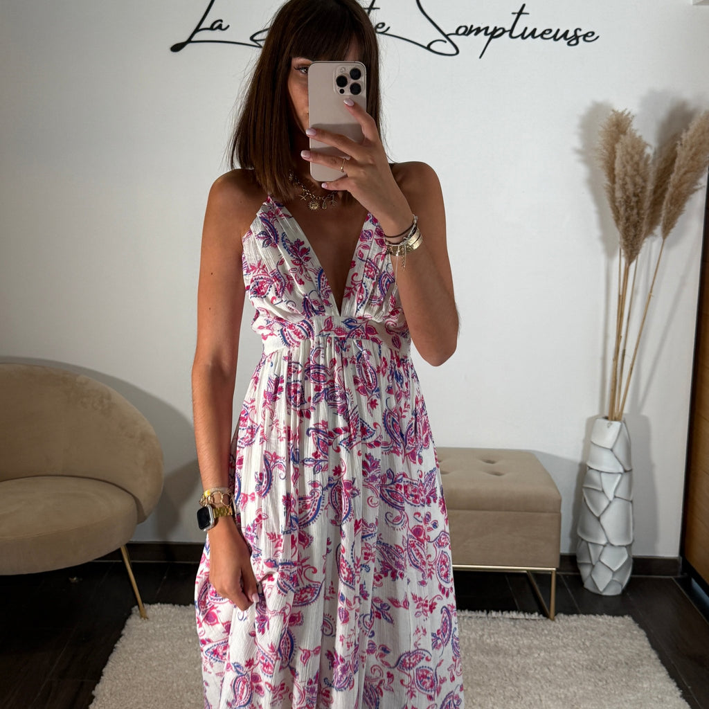 Robe Longue Imprimée La Petite Française Taille 36 – Comme Neuve – Style Bohème