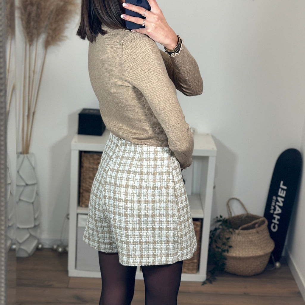 JUPE SHORT TWEED BEIGE JEZA