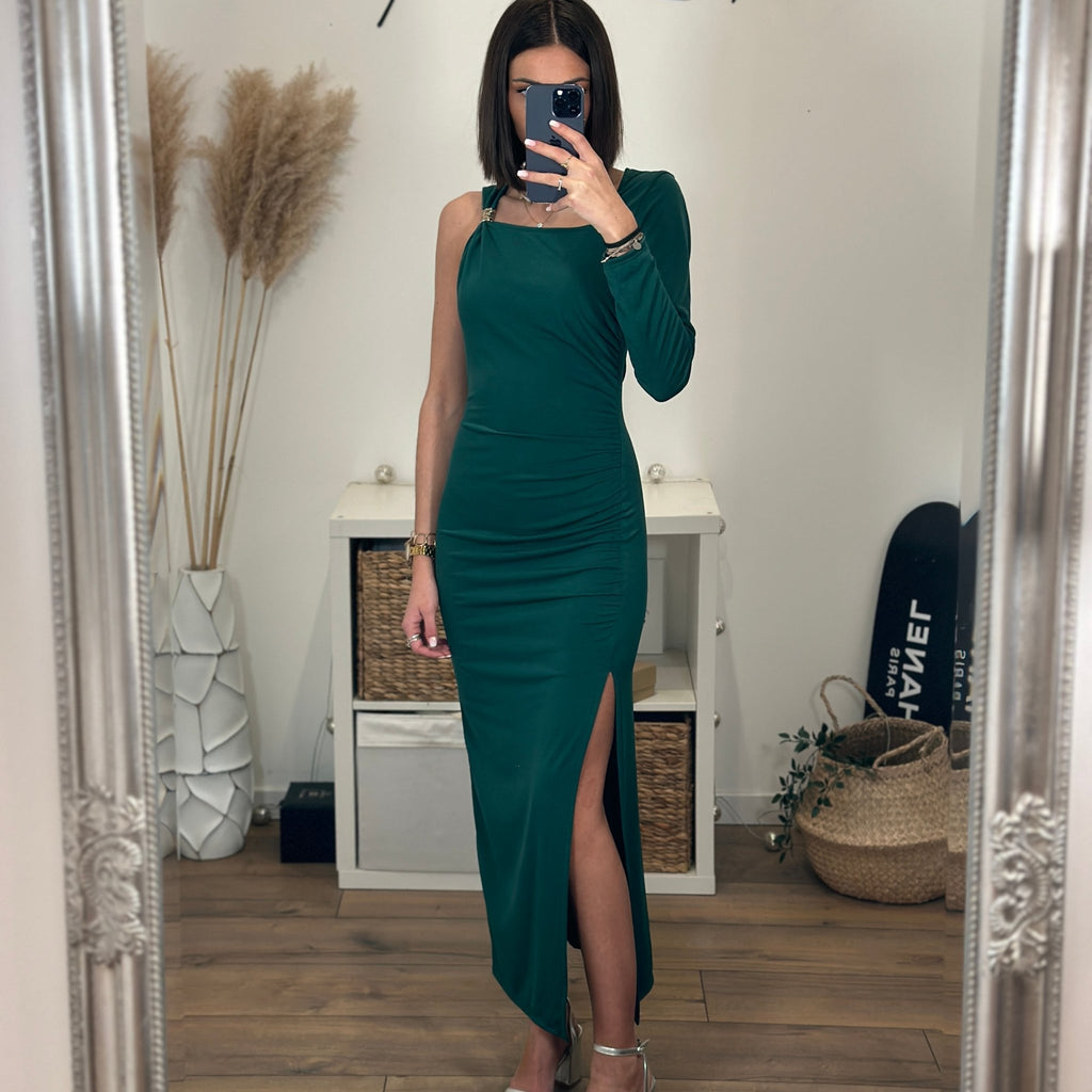 Robe discount asymétrique verte