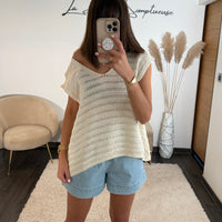 TOP BEIGE EN MAILLE LENA