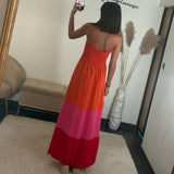 ROBE ORANGE ET FUCHSIA  LONGUE SILVIA