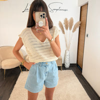 TOP BEIGE EN MAILLE LENA