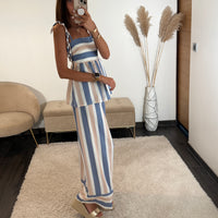 ENSEMBLE BLEU ET BEIGE SUNY