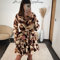 ROBE BEIGE ET MARRON LENA