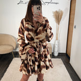 ROBE BEIGE ET MARRON LENA