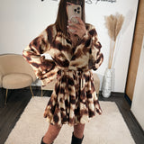 ROBE BEIGE ET MARRON LENA