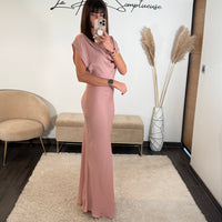 ROBE LONGUE SATIN ROSE LALY