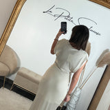 ROBE LONGUE SATIN BEIGE LALY