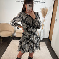 ROBE FLOWER NOIR ET BLANCHE SOFIA