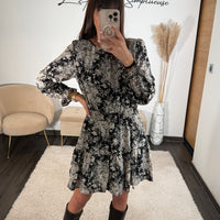 ROBE FLOWER NOIR ET BLANCHE SOFIA