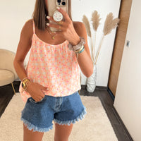 TOP GAZE DE COTON ORANGE HOLLY