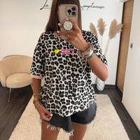 T-SHIRT LEOPARD COL ROSE ICONIC