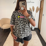 T-SHIRT LEOPARD COL ROSE ICONIC