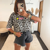 T-SHIRT LEOPARD COL ROSE ICONIC