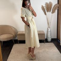 ROBE JAUNE RAYE MARINE