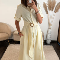 ROBE JAUNE RAYE MARINE