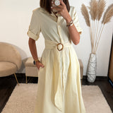 ROBE JAUNE RAYE MARINE