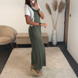 SALOPETTE KAKI + T-SHIRT BLANC