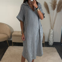 ROBE GAZE COTON RAYEE MARINE GAELLE