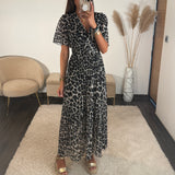 ROBE LONGUE LEOPARD GRISE KARENE