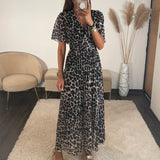 ROBE LONGUE LEOPARD GRISE KARENE