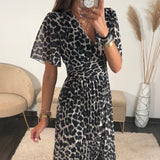 ROBE LONGUE LEOPARD GRISE KARENE