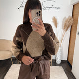 PULL A CARREAUX MARRON