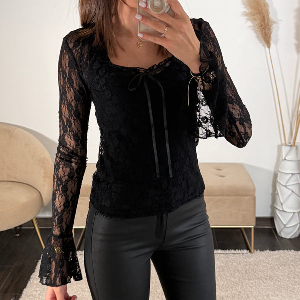TOP NOIR DENTELLE ESRA