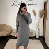 ROBE PULL COL ROULE GRISE ANDREA