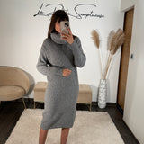 ROBE PULL COL ROULE GRISE ANDREA