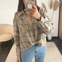 CHEMISE A CARREAUX + TOP  BEIGE ALOIS
