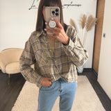 CHEMISE A CARREAUX + TOP  BEIGE ALOIS