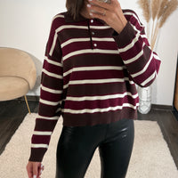 PULL BORDEAUX/CHOCO POLO