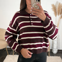 PULL BORDEAUX/CHOCO POLO