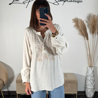 BLOUSE LIN BEIGE SANA