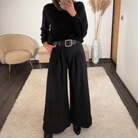 PANTALON CEINTURE FLUIDE NOIR PAUL