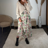 JUPE LONGUE FLEURIE VERTE CHARLIZE