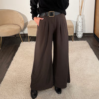 PANTALON CEINTURE FLUIDE CHOCOLAT PAUL