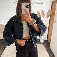 VESTE STYLE QIPAO MARINE