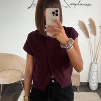 TOP A BOUTONS BORDEAUX MOLLY
