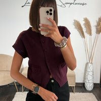 TOP A BOUTONS BORDEAUX MOLLY