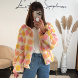 VESTE POLAIRE FLOWERS JAUNE ROSE