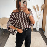 T-SHIRT RAYE OVERSIZE CHOCO