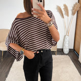T-SHIRT RAYE OVERSIZE CHOCO