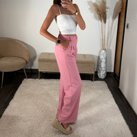 PANTALON TAILLEUR ROSE ELLY