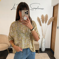 TOP SEQUINS JAUNE