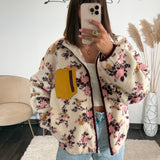 VESTE POLAIRE BEIGE ET PRUNE LIBERTY