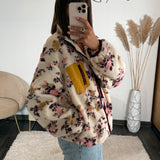 VESTE POLAIRE BEIGE ET PRUNE LIBERTY