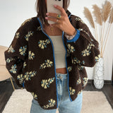 VESTE POLAIRE CHOCO/BLEU FLEURI